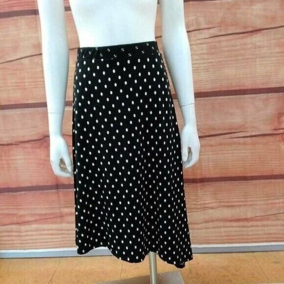 *CHICO's Black and White Geometric Panel A-line Flair Skirt